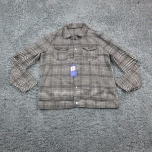 Chouyatou Jacket Womens Large Gray Plaid Flannel Snap Front Shacket Casual NWT